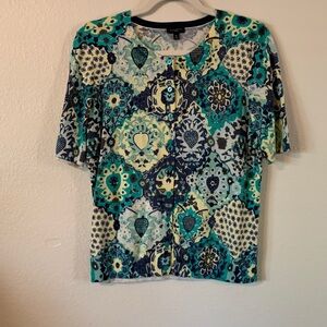Talbots Geometric Print Cardigan Size MP